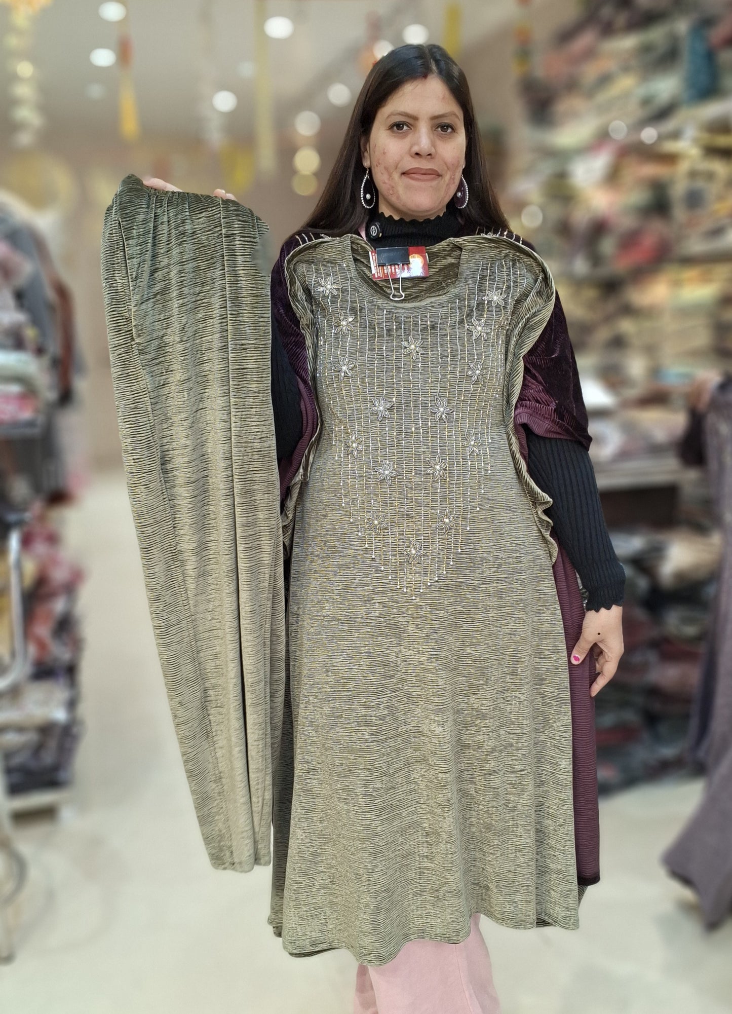 PREMIUM CRUSH VELVET HANDWORK KAFTAN