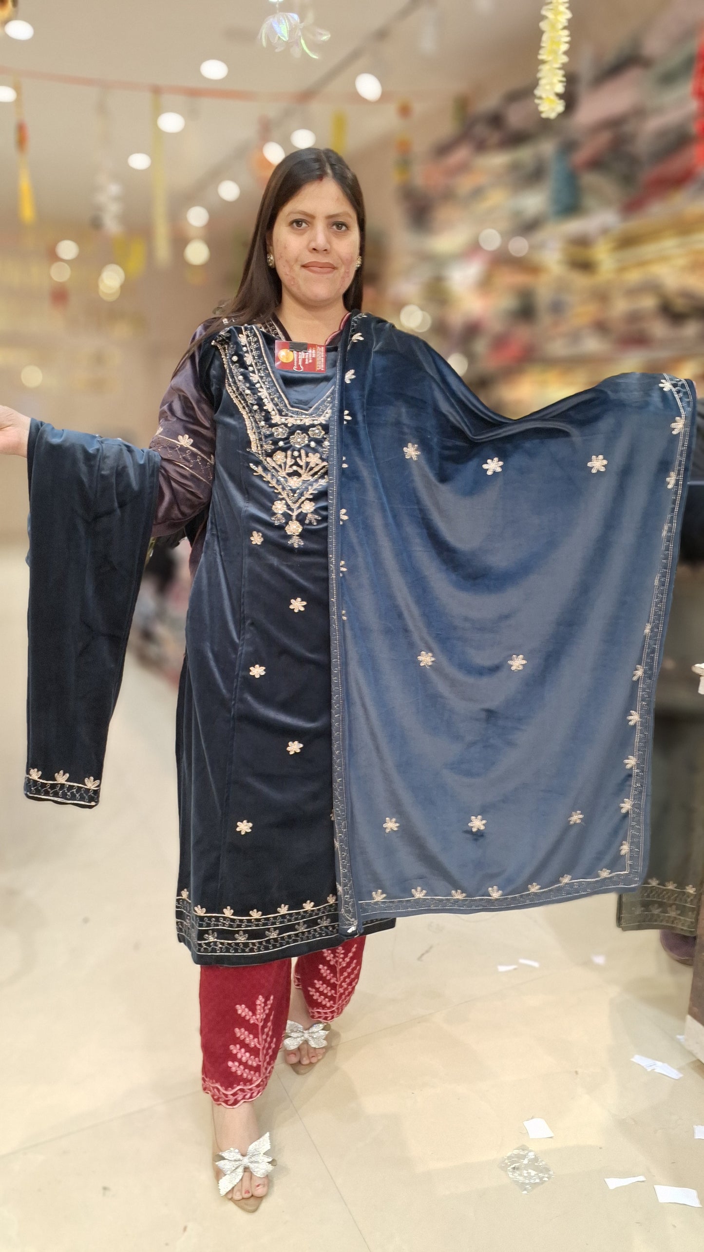 PARTY WEAR DESIGN WITH SIPI WORK PREMIUM VELVET 3PC SUIT