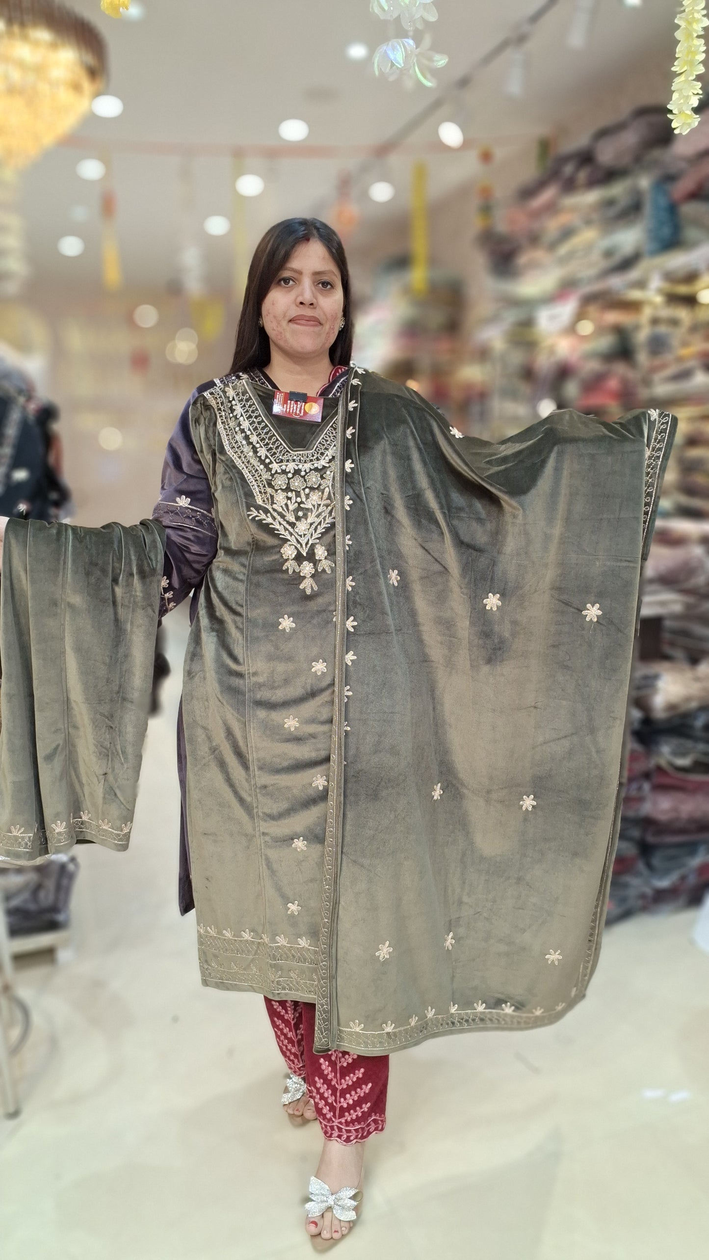 PARTY WEAR DESIGN WITH SIPI WORK PREMIUM VELVET 3PC SUIT