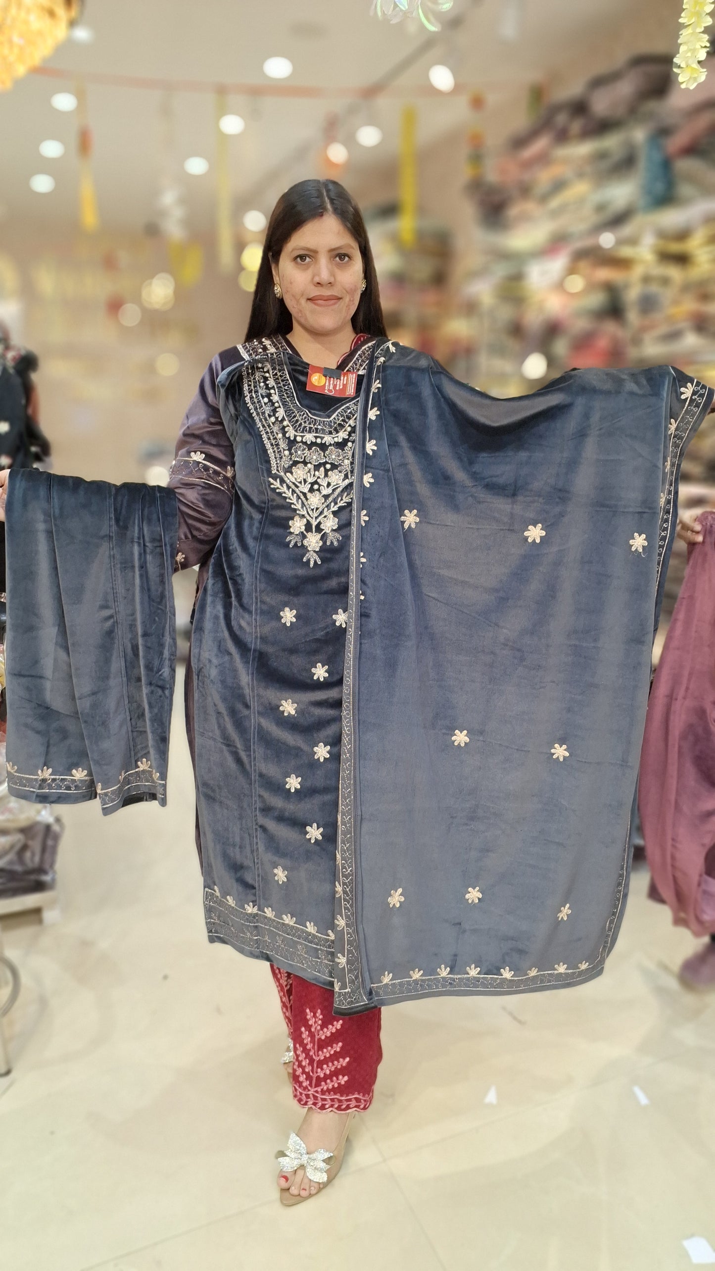 PARTY WEAR DESIGN WITH SIPI WORK PREMIUM VELVET 3PC SUIT