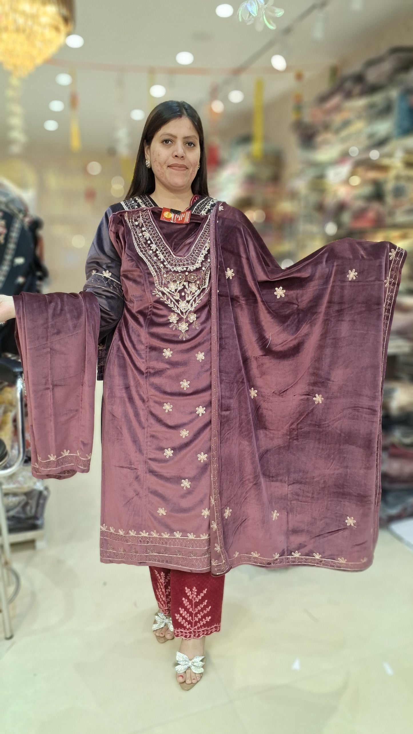 PARTY WEAR DESIGN WITH SIPI WORK PREMIUM VELVET 3PC SUIT