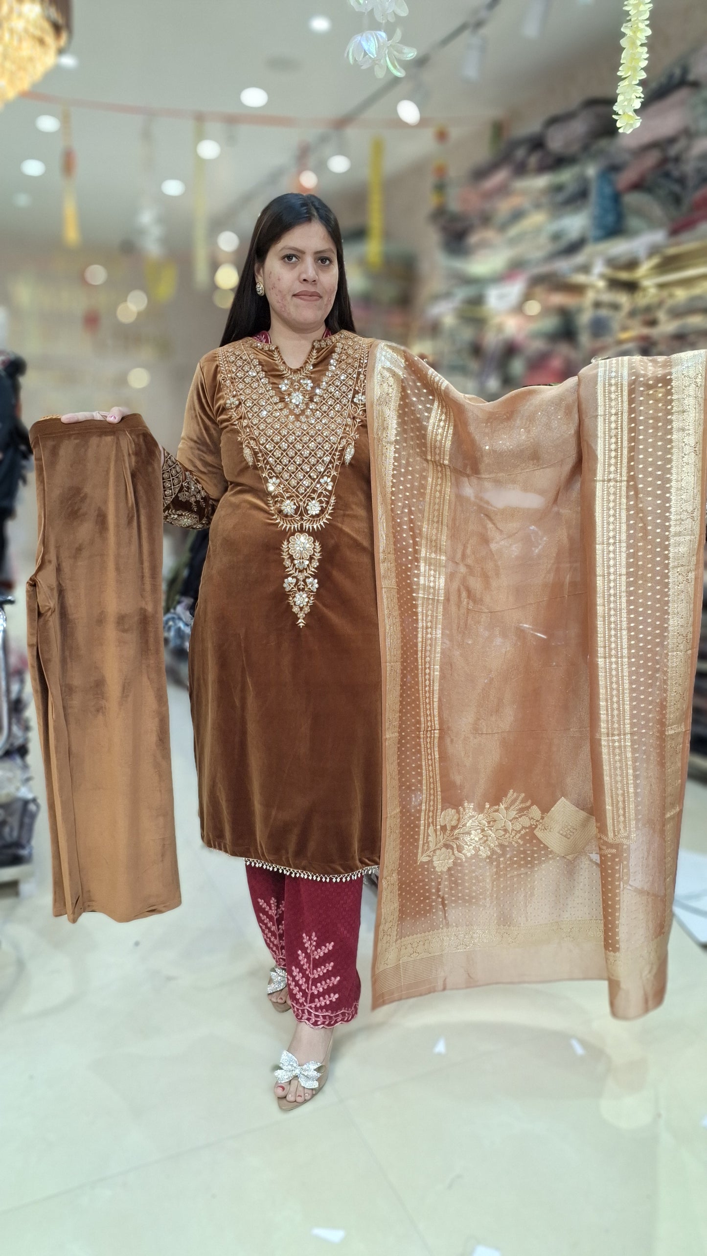 GOLDEN PREMIUM VELVET WITH BANARSI DUPPTA SUIT