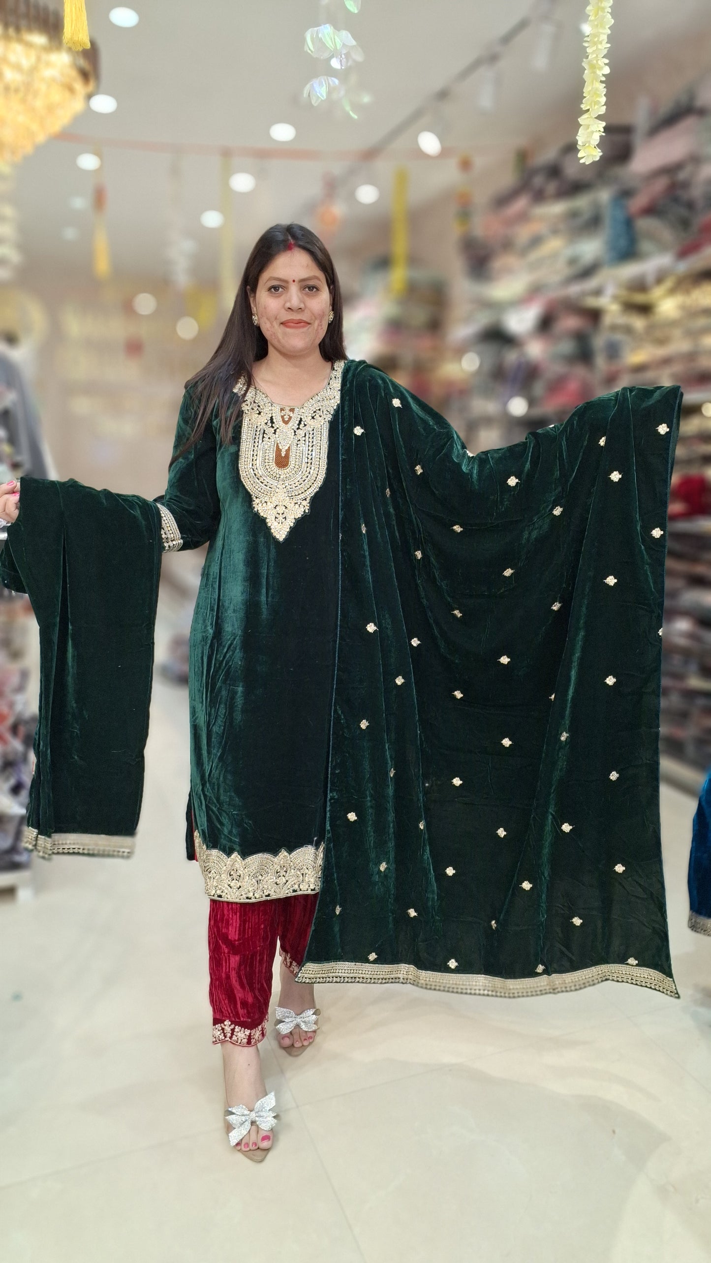 Premium Velvet Party Wear Suit With Sippi/Tilla Work