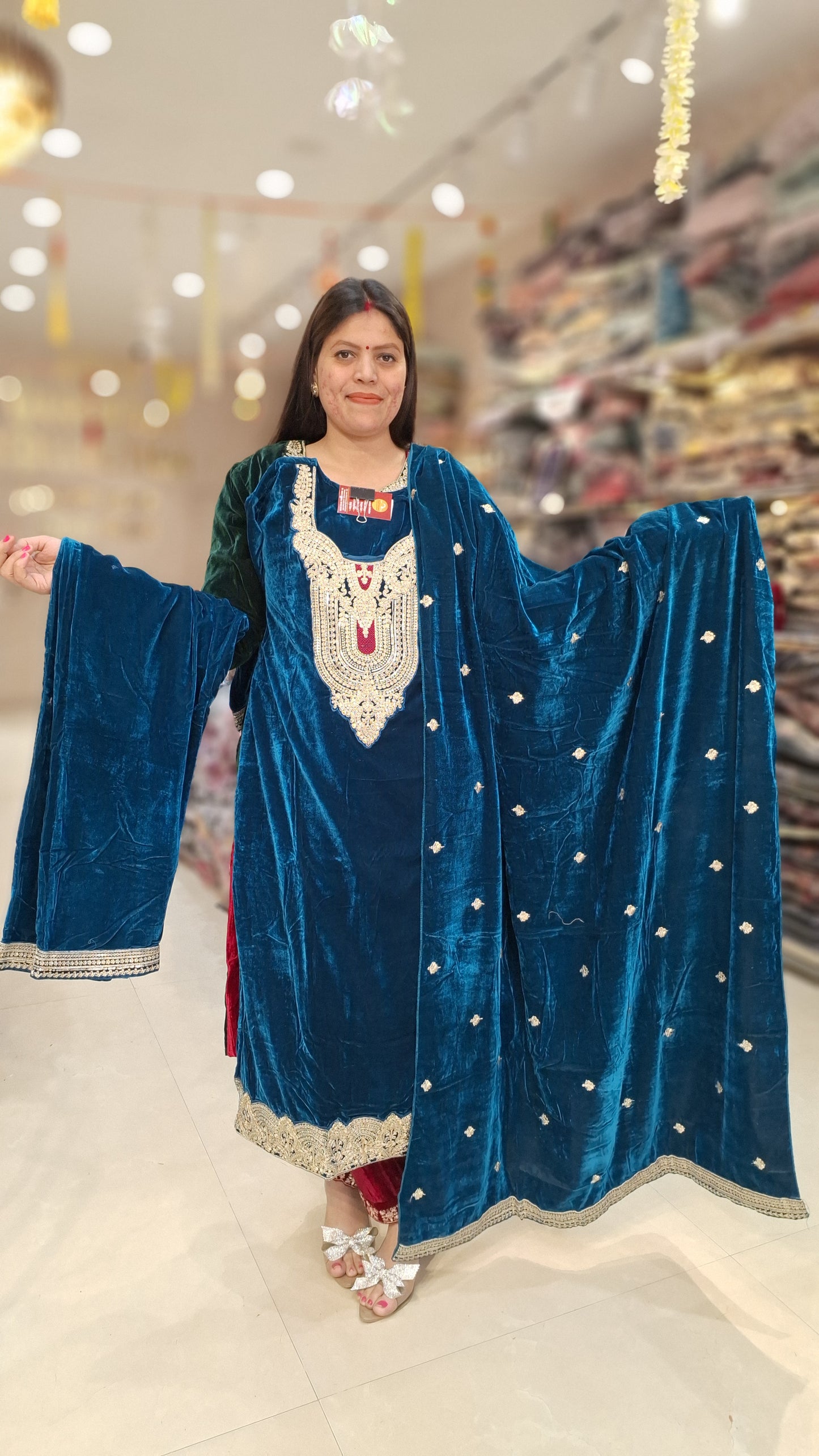 Premium Velvet Party Wear Suit With Sippi/Tilla Work