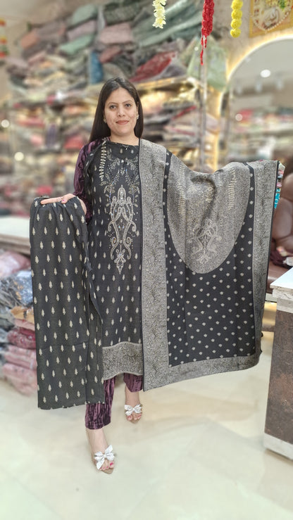 BLACK SILVER DESIGNER WOOL SUIT