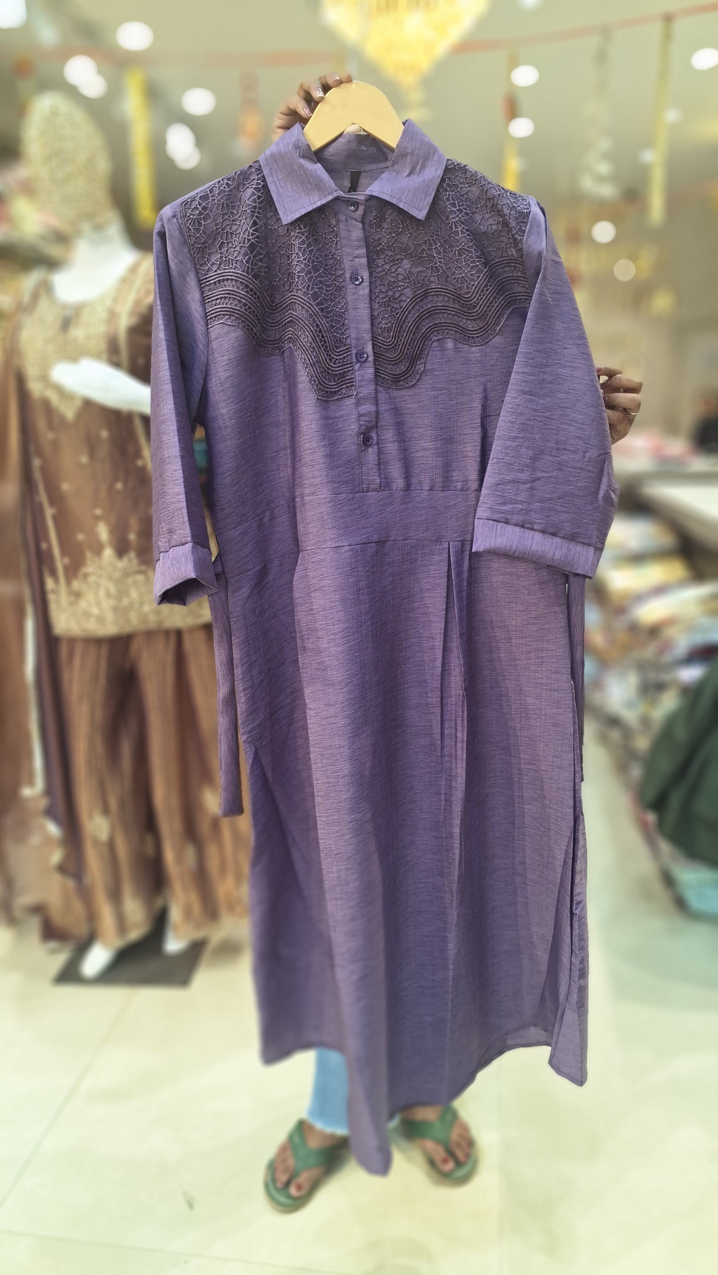 BEAUTIFUL NETED DESIGN COTTON DRESS