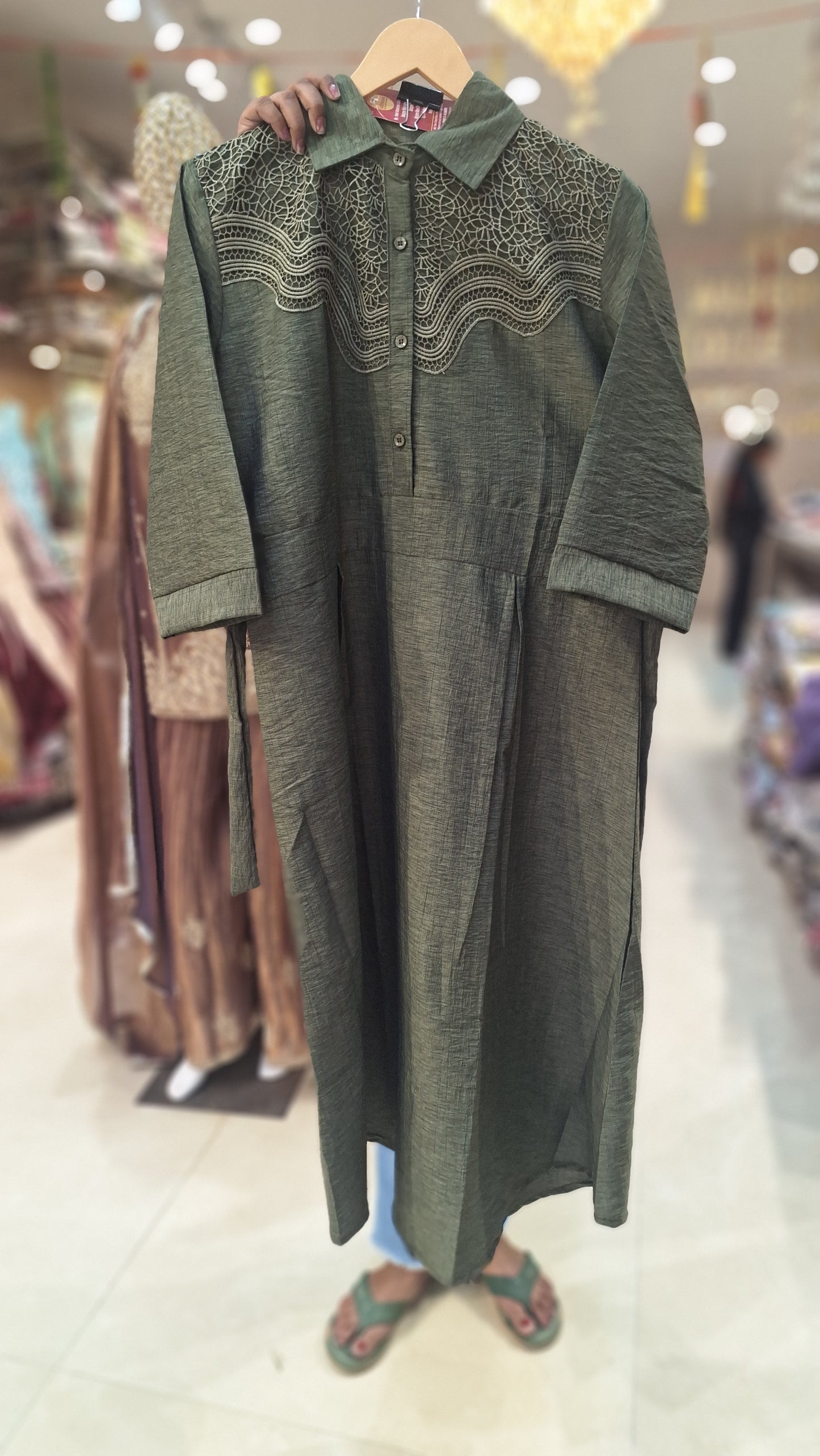 BEAUTIFUL NETED DESIGN COTTON DRESS