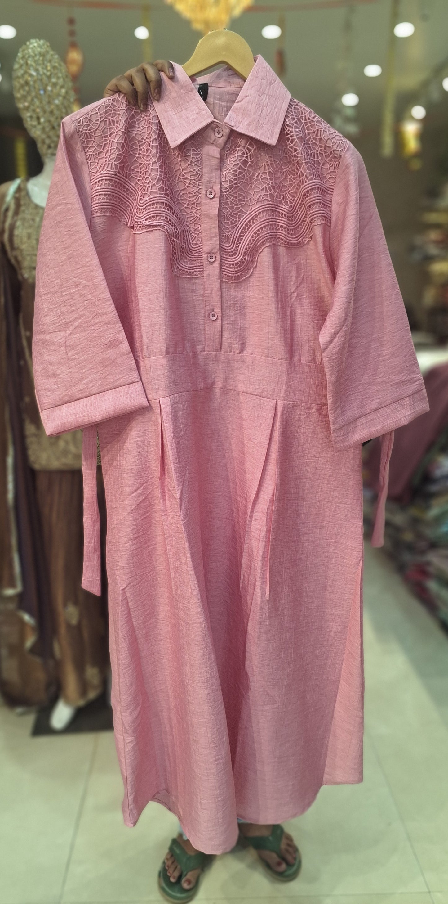 BEAUTIFUL NETED DESIGN COTTON DRESS