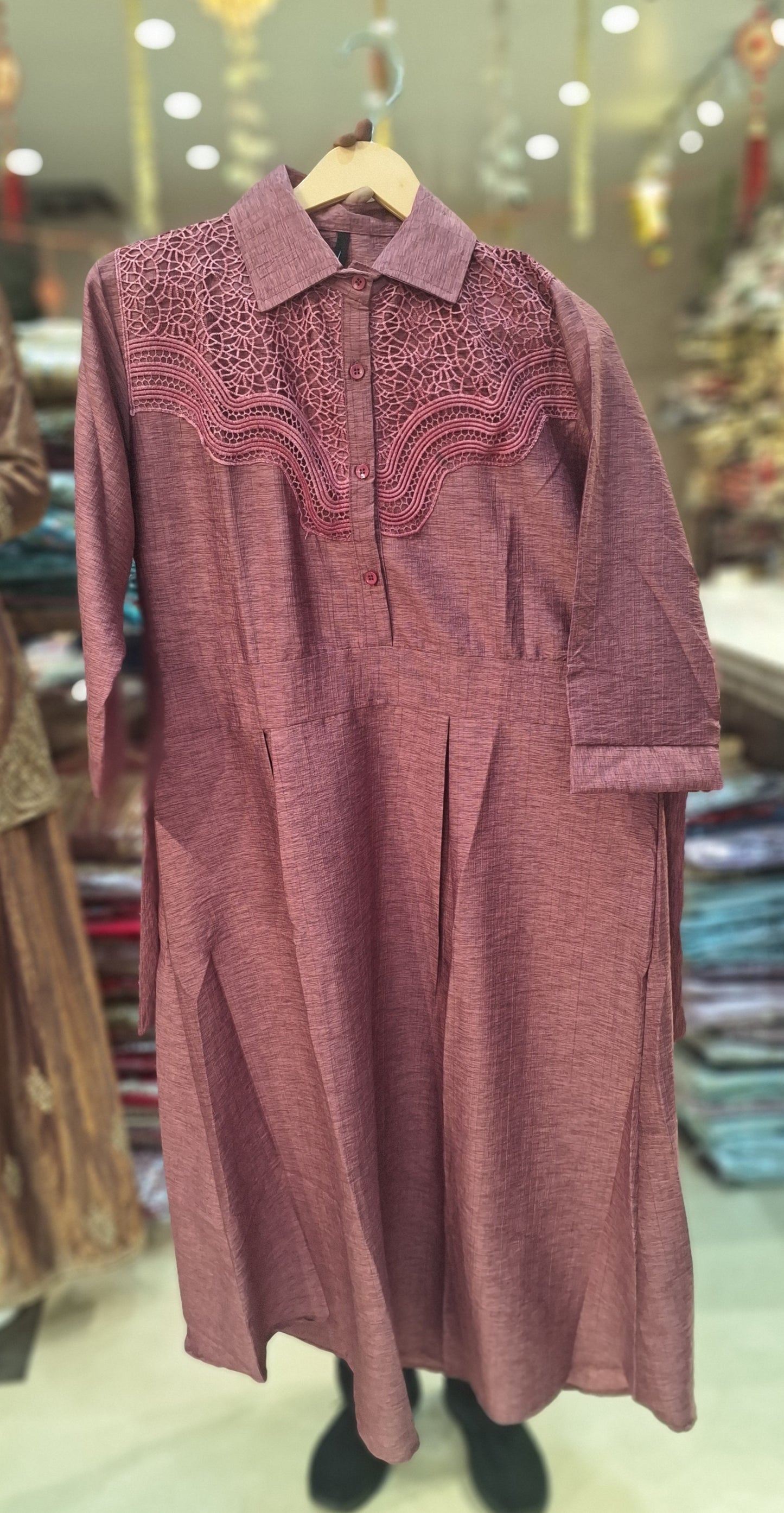 BEAUTIFUL NETED DESIGN COTTON DRESS