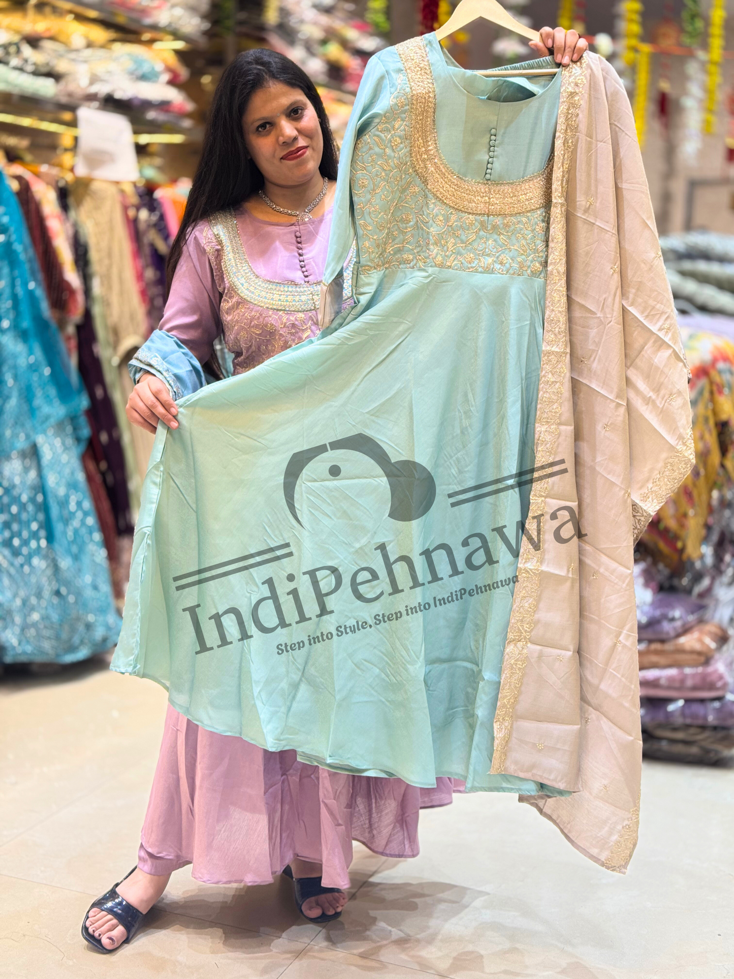 Majestic Silk Chinon Anarkali-Perfect Blend of Tradition & Style