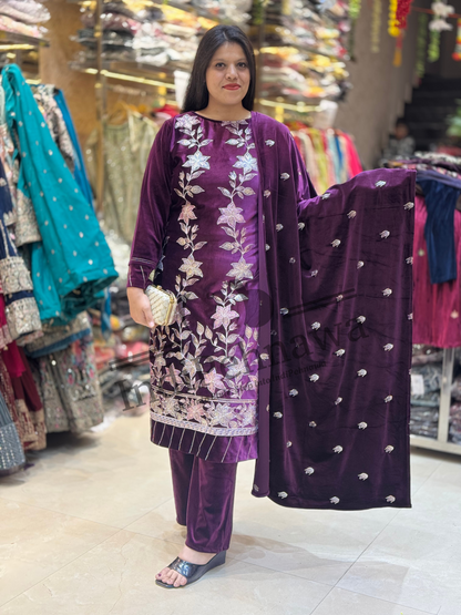 Premium Velvet Suit with Katha Thread Work – Shop in Jalandhar
