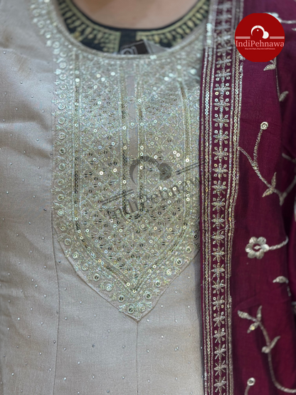 IVORY SIPPY WORK ANARKALI IN CHINON ( P9L0005)