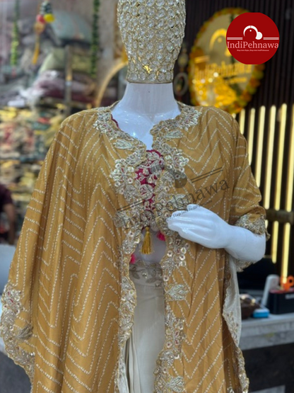 Designer Shrug Choli with Dhoti Style Partywear Dress