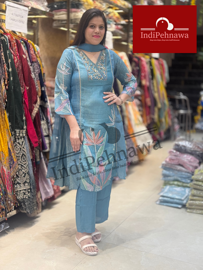 Elegant Crush Suit with Plain Dupatta – Indipehnawa Exclusive IN JALANDHAR