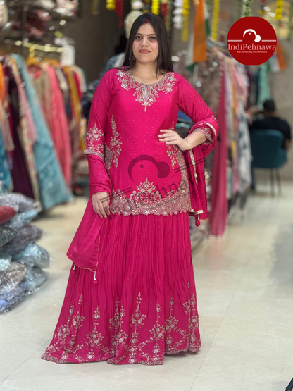 KURTI WITH LEHNGA MUKASH AND PEARL HANDWORK PARTY WEAR