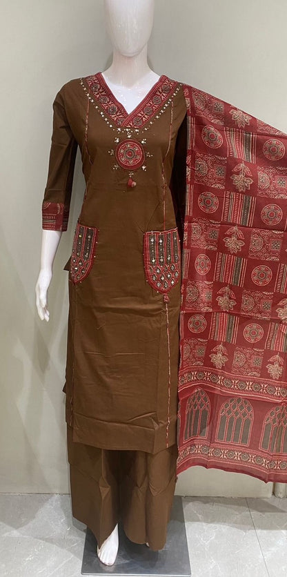 DABU COTTON POKET DESIGN A-LINE SUIT