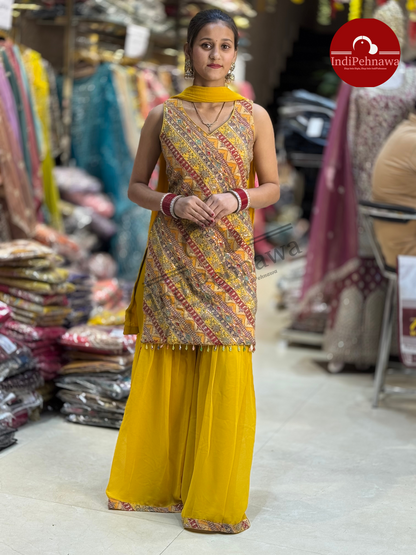 3 PC SHARARA SUIT IN GEOEGETTE WITH FULL TILLA WORK