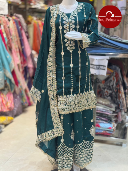 Premium Chinon Suit With Heavy Jafa