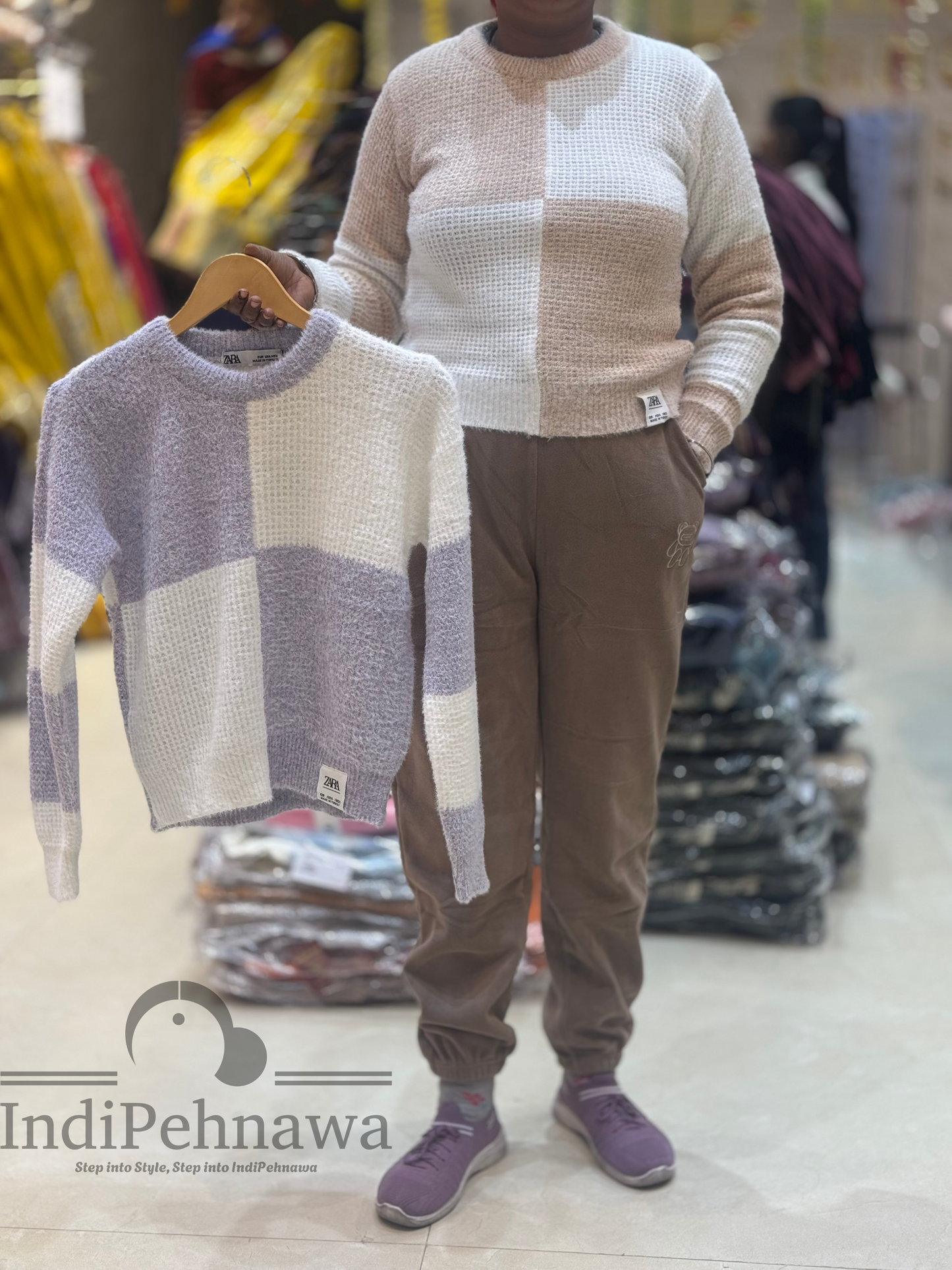 Colorful Women's Woolen Knit Hairwool Top – Cozy & Stylish