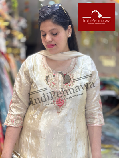 Ivory Gold Festive Suit – Traditional Tilla & Thread Embroidery