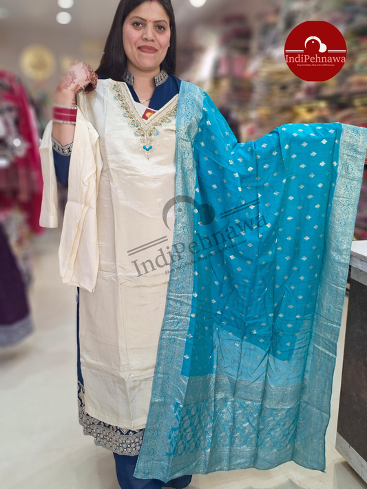 Ivory Jimmy Choo Suit With Heavy Banarsi Dupatta and Zari / Tread Work