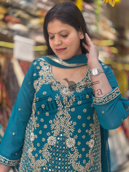 Elegant Heavy Cut Dana Work Party Wear Suit for Wedding Occasions | Indipehnawa