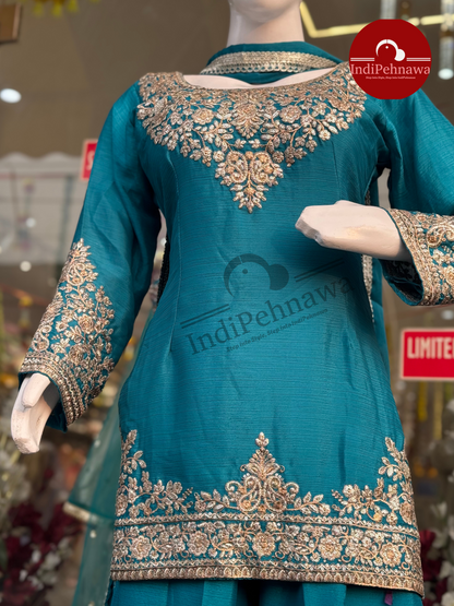 Designer Short Kurti with Jafa Partywear Suit