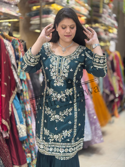 Designer Pakistani Sharara Suit with Intricate Hand Embroidery