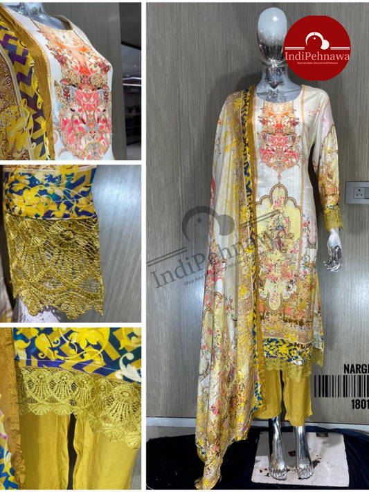 "Radiant Royalty: Embroidered Partywear Suit"