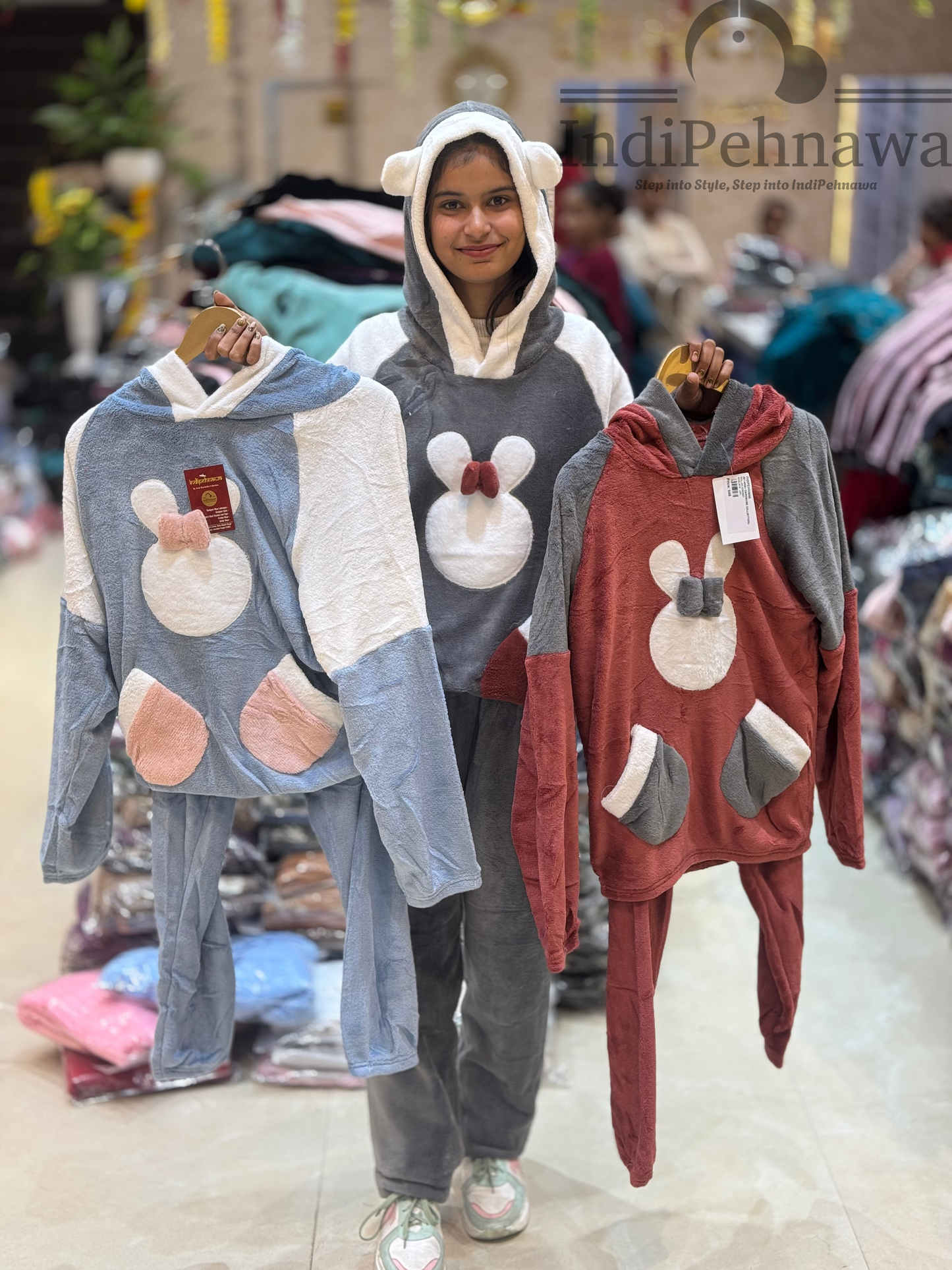Winter-Ready Woolen Night Suit with Cozy Hood