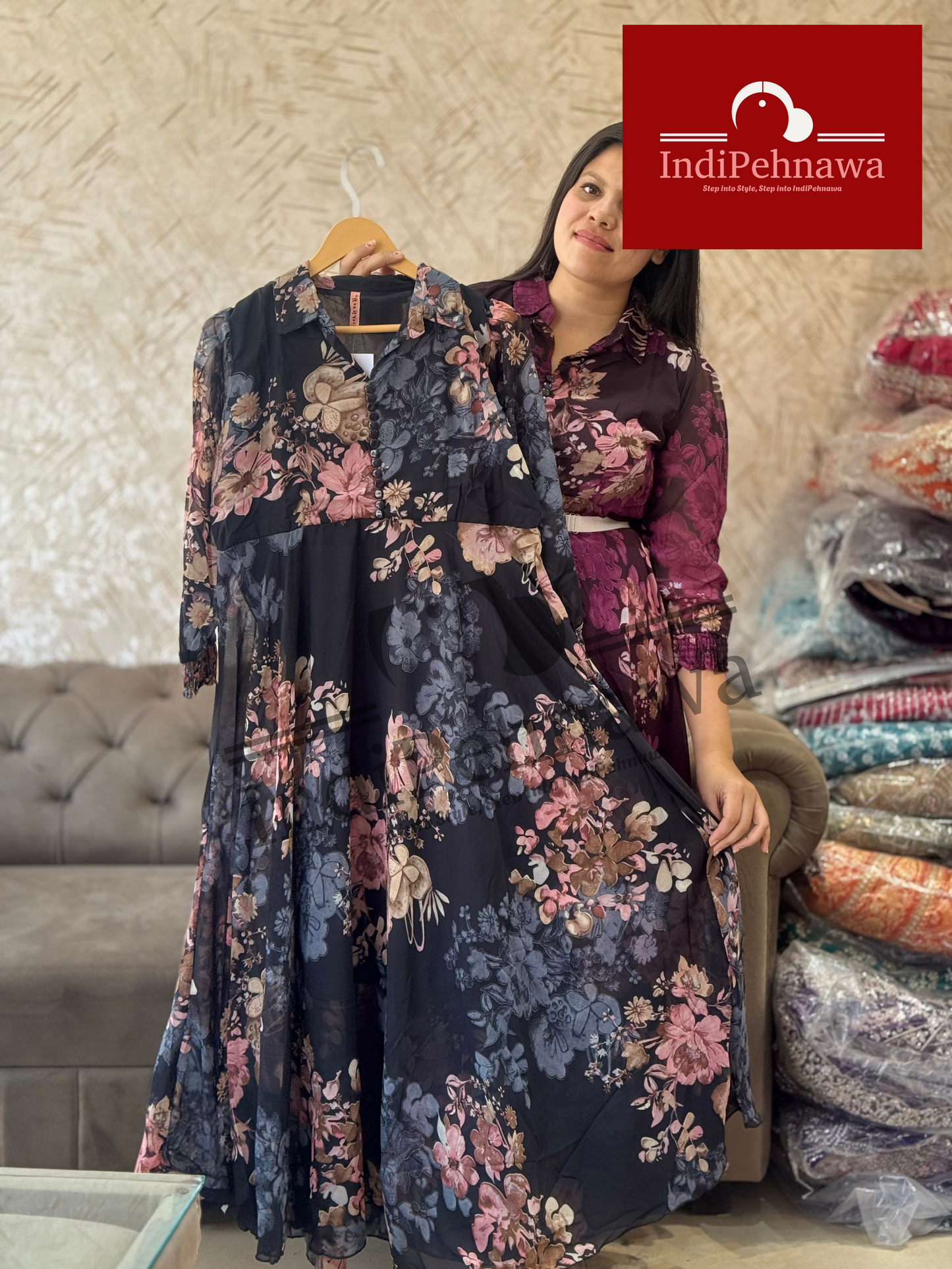 Floral Fantasy Georgette Dress – Lightweight & Breathable