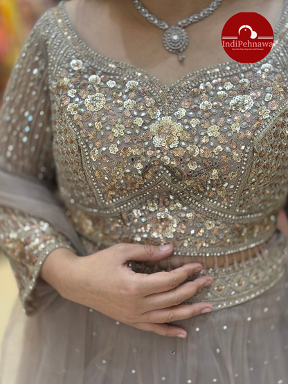 Heavy Party Wear Net Lehenga with Sippy Work – Elegant & Designer Collection