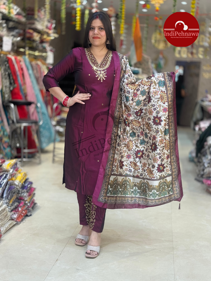KARWA SPECIAL SUIT IN PURE SILK WITH DESINER DUPATTA