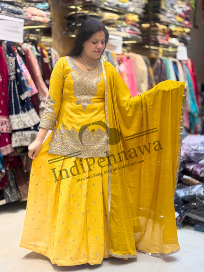 Premium Chinon Lehenga with Jarkan Stone Work and Zari Work