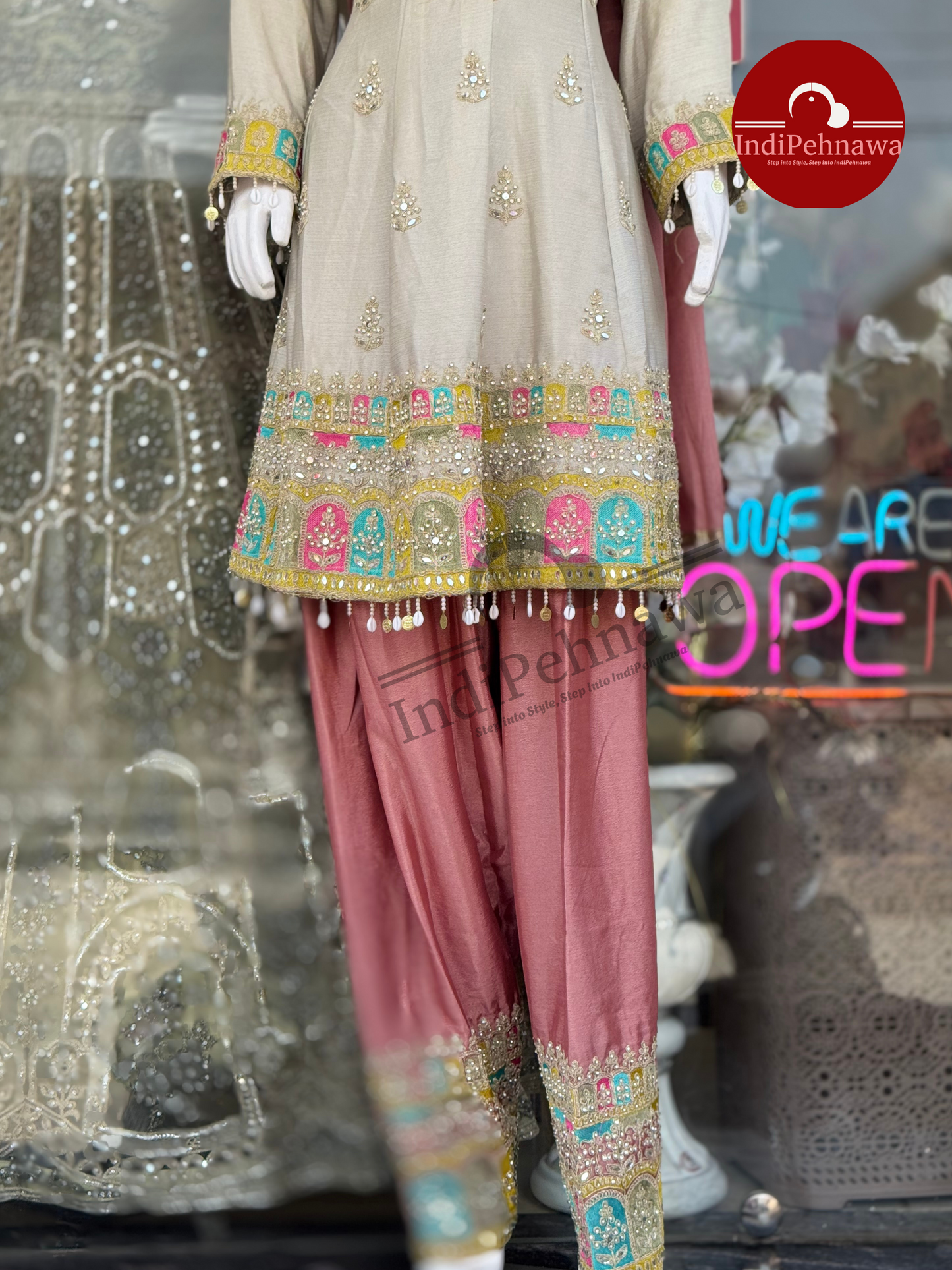 Stone & Lace Embellished Party Suit – Elegant Look for Special Occasions