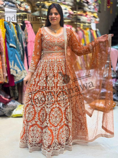 Designer Lehenga with Stunning Pearl, Zari & Tilla Craftsmanship