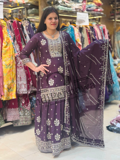 Stunning Chinon Lehenga with Long Choli – A Majestic Look for Every Occasion