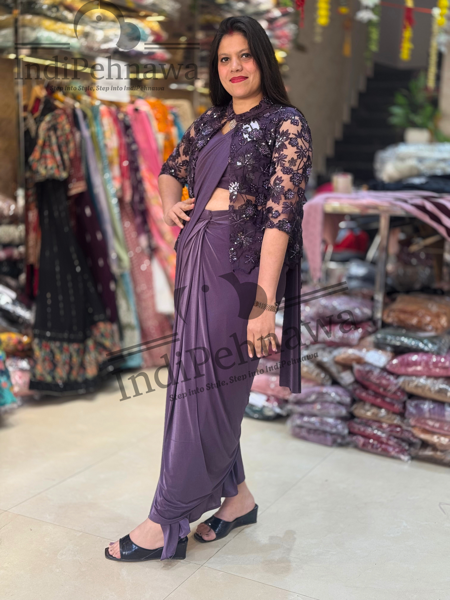 Glamour Redefined: Luxury Saree with Stylish Jacket