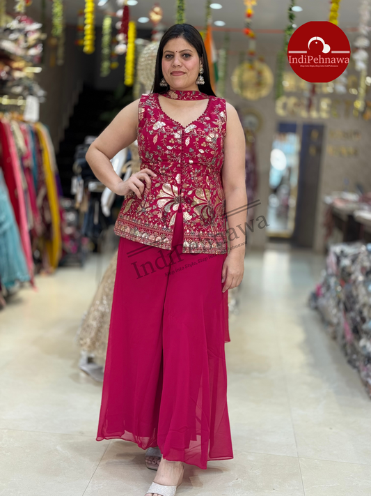 PARTY WEAR PURE GEORGET  SHORT TOP WITH HEAVY JAFFA