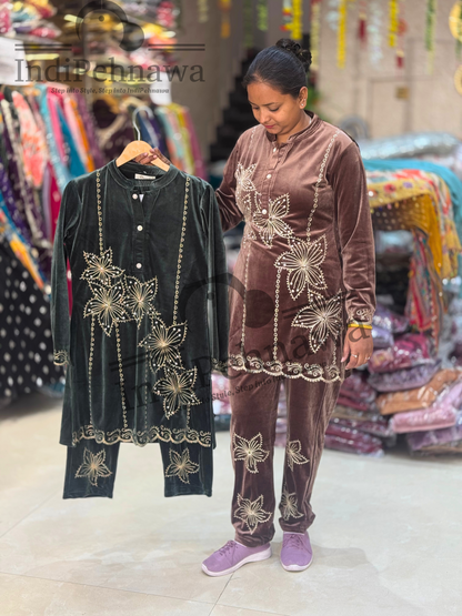 Elegant Women's Co-Ord Set with Intricate Thread & Pearl Work