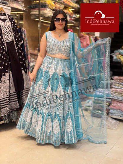 Bridal Glam: Silver Tilla & Zircon Lehenga with Exquisite Mirror Work in JALANDHAR PUNJAB