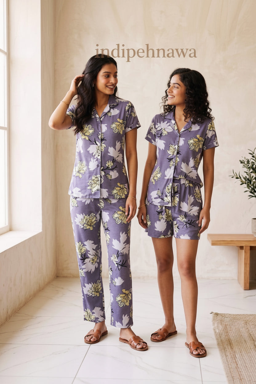 PURE MALAI COTTON 3PC NIGHT SUIT