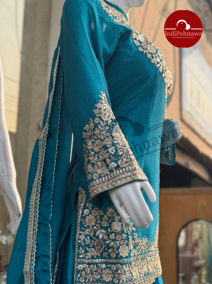 Designer Short Kurti with Jafa Partywear Suit