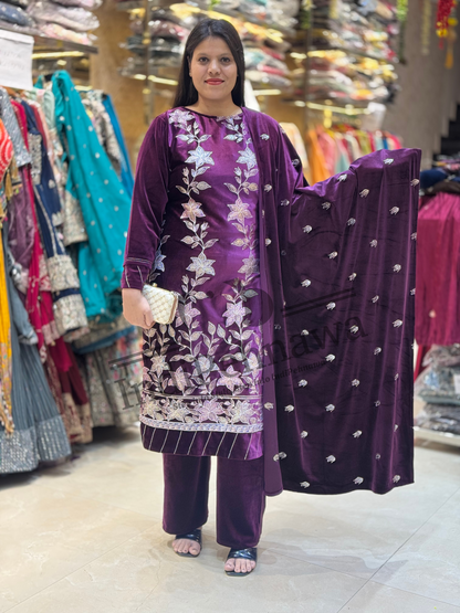 Premium Velvet Suit with Katha Thread Work – Shop in Jalandhar