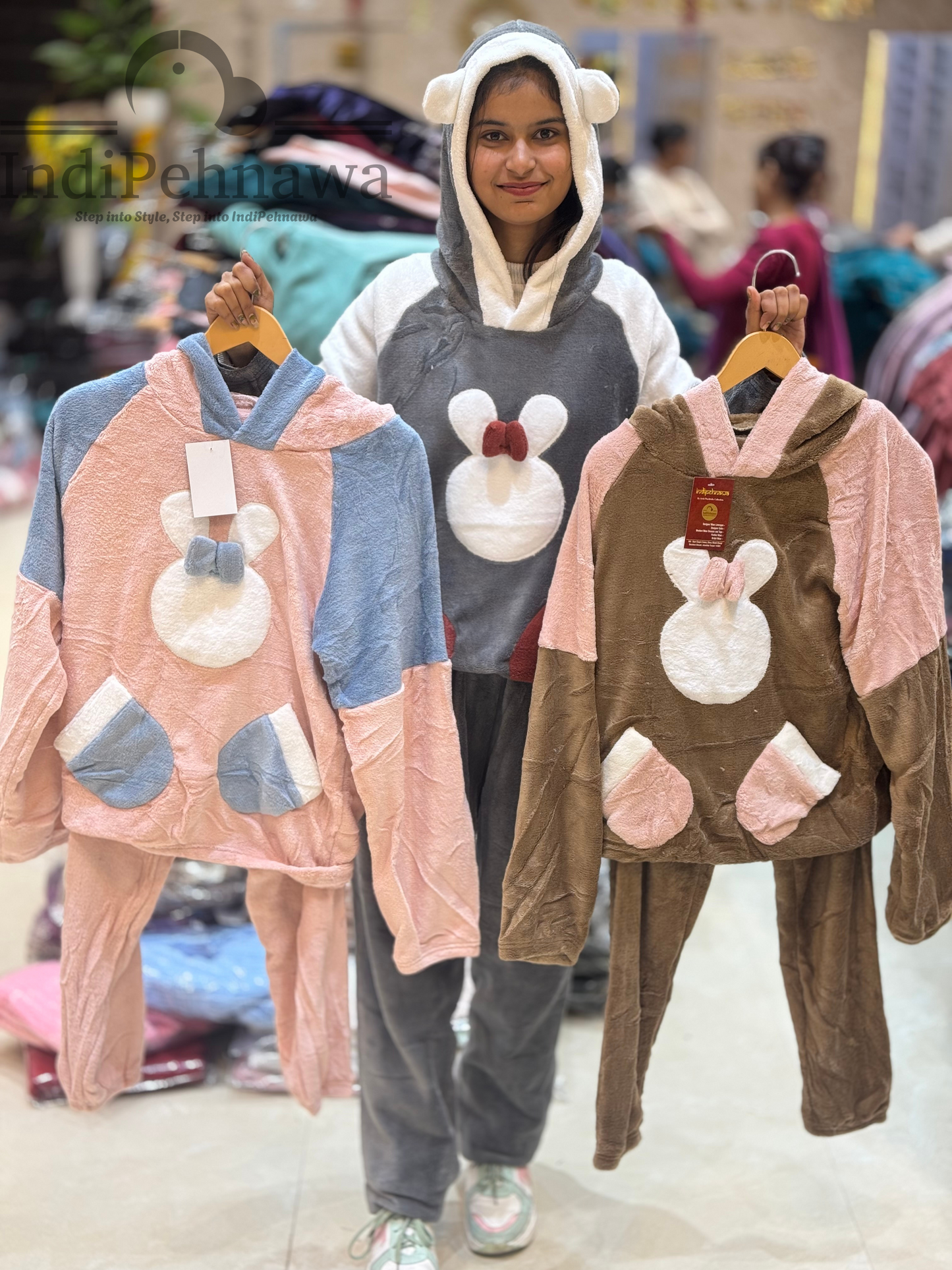 Winter-Ready Woolen Night Suit with Cozy Hood