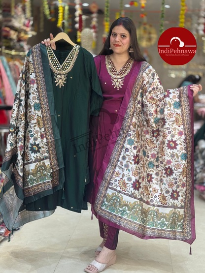 KARWA SPECIAL SUIT IN PURE SILK WITH DESINER DUPATTA