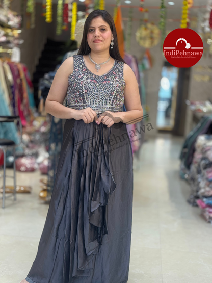 3 PC DESINER DRESS WITH CAPE