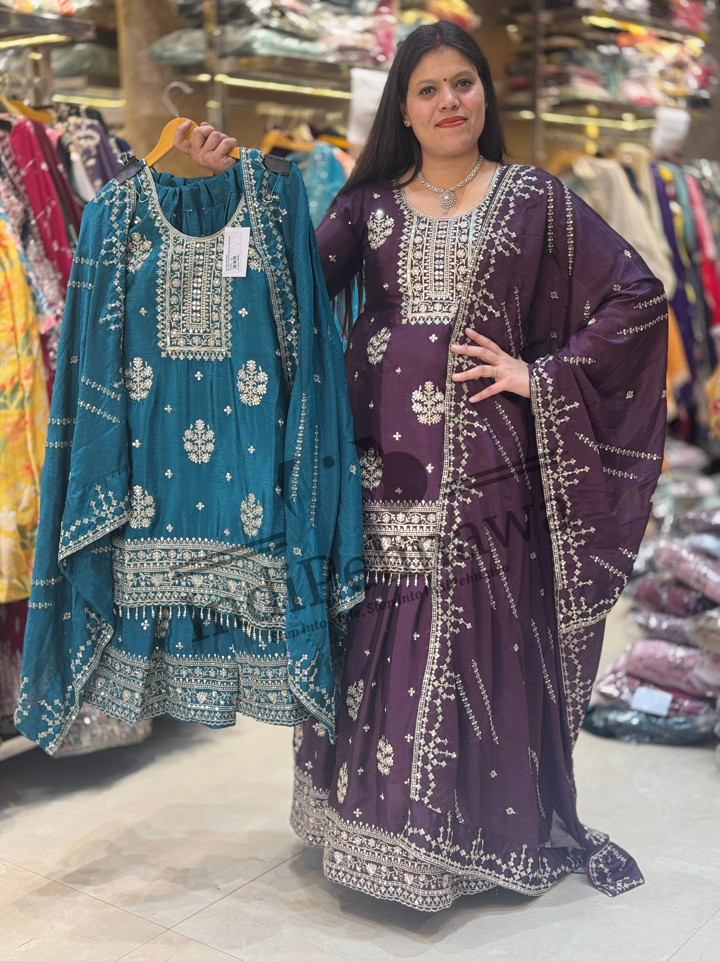 Stunning Chinon Lehenga with Long Choli – A Majestic Look for Every Occasion