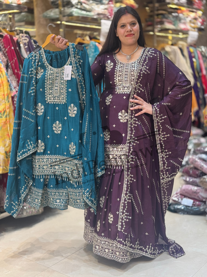 Stunning Chinon Lehenga with Long Choli – A Majestic Look for Every Occasion