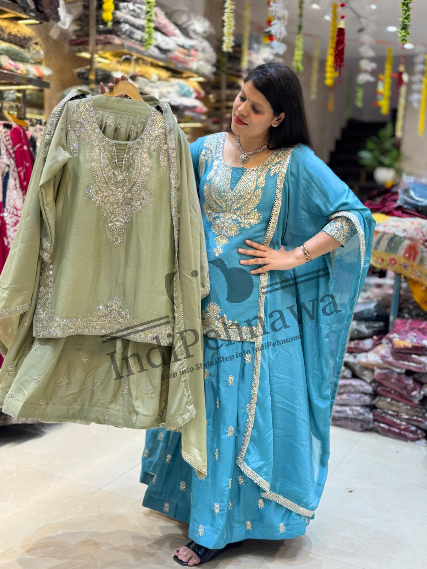 Elegant Pakistani Chinon Lehenga for Weddings & Special Occasions